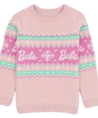 Barbie Pink Girls Christmas Jumper