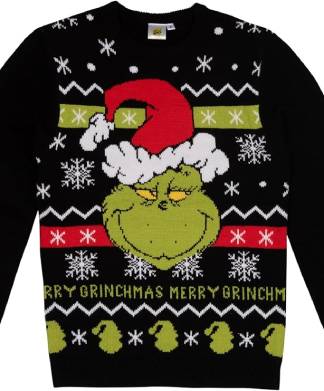 Black Merry Grinchmas Knitted Jumper