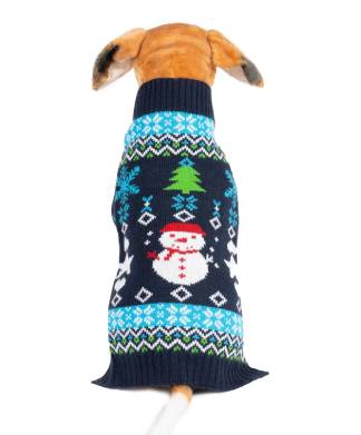 Blue Dog Christmas Snowman Jumper