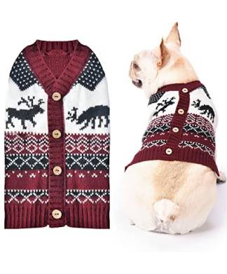 Christmas Dog Jumper Snowflake Reindeer Pattern