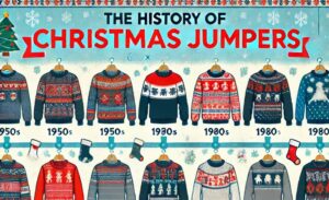 Timeline showing images of different Christmas jumpers