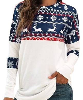 Classy Blue Light Fabric Merry Christmas Jumper