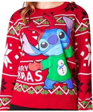 Disney Stitch Red Womens Christmas Jumper