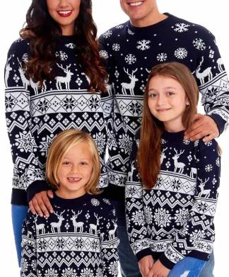 Family Matchin Reindeer Snowflake Knitted Jumper