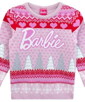 Girls Barbie Pink Sweet Christmas Jumper