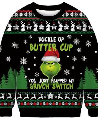 Grinch Buckle Up Butter Cup Printed Christmas Jumper