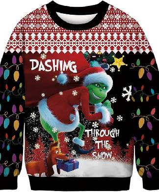 Grinch Dashing Through The Snow Printed Jumper