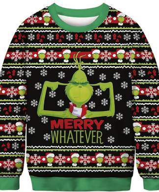 Grinch Merry Whatever Printed Christmas Jumper