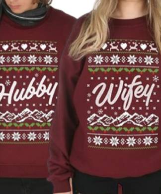 Hubby Wifey Xmas Matching Christmas Jumpers