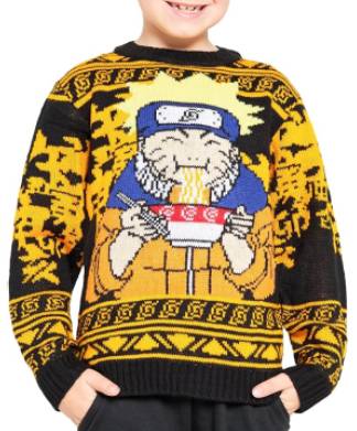 Kids Naruto Anime Yellow Black Christmas Jumper