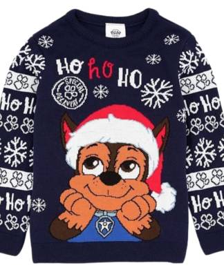 Kids Paw Patrol Navy Knitted Christmas Jumper