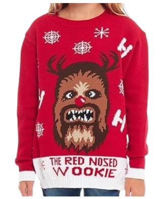 Kids Star Wars Red Nosed Wookie Christmas Jumper