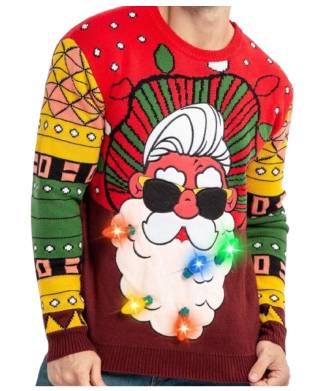 Mens LED Light Up Christmas Holiday Santa Ugly Jumper