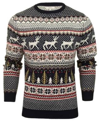 Mens Red Cream Jingle Crew Christmas Jumper