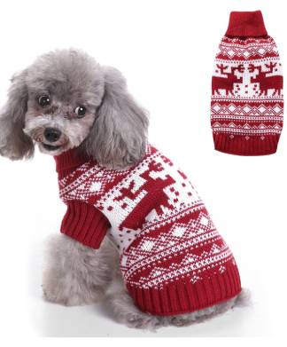 Red White Reindeer Christmas Dog Jumper