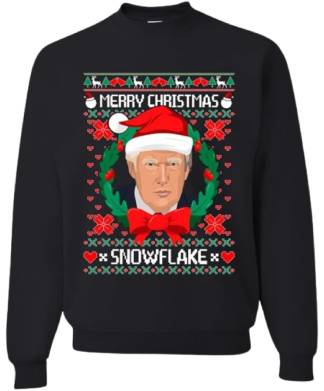 Trump Merry Christmas Snowflake Black Jumper