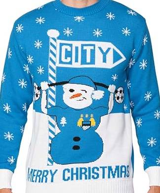 Unisex Man City Snow Man Christmas Jumper