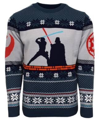 Unisex Official Star Wars Luke Vs Darth Vader Knitted Christmas Jumper