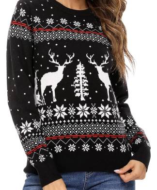 Womens Classy Black Reindeer Christmas Jumper