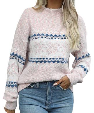 Womens Pink Turtle Neck Christmas Jumper