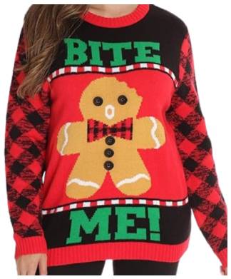 followme Bite Me Gingerbread Man Christmas Jumper