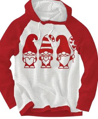 Casual Red White Gnome Christmas Hoodie