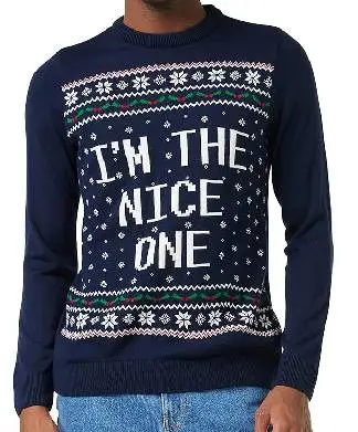 Couples Navy Im The Nice One Christmas Jumper