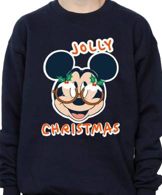 Disney Boys Mickey Mouse Jolly Christmas Glasses Jumper