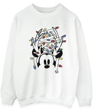 Disney Men's Mickey Mouse Christmas Head Lights Jumper