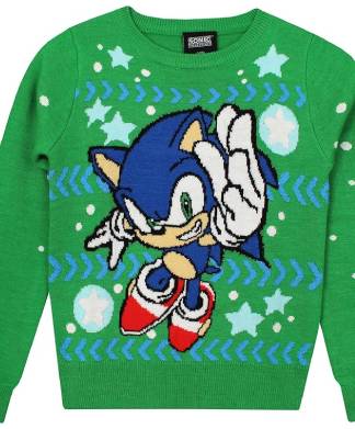 Green Kids Sonic the Headhog Christmas Jumper