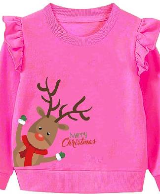 Kids 1-7Y Bright Pink Reindeer Christmas Jumper