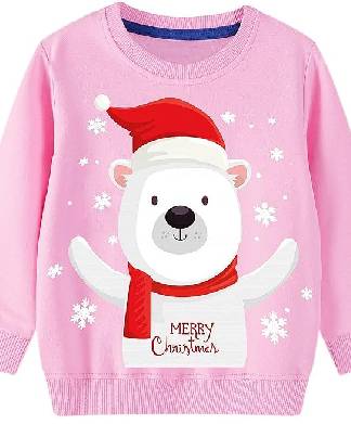 Kids 1-7Y Pink Polar Merry Christmas Jumper