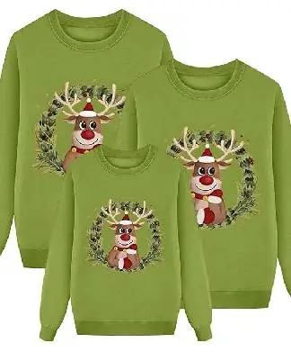 Matching Family Green Reindeer Christmas Jumpers