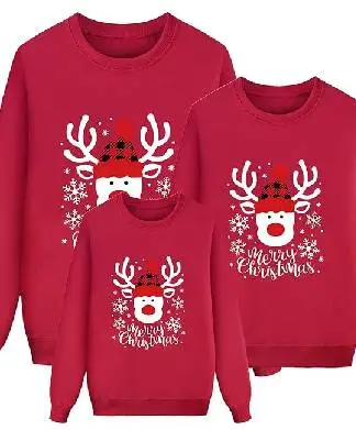 Matching Red Reindeer Merry Christmas Jumpers