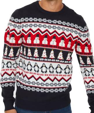 Mens Navy Penguin Christmas Jumper