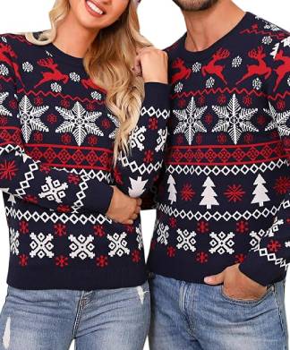 Navy Red Couples Classic Christmas Jumper