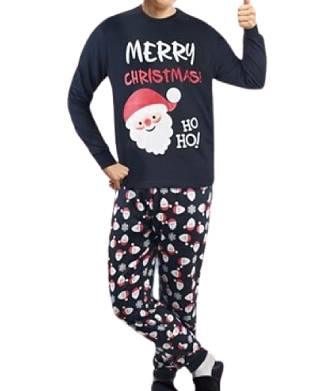 Navy Santa HO HO Merry Christmas PJs