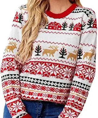 Red White Classic Pattern Christmas Jumper