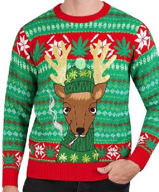 Reindeer High Green Christmas Jumper