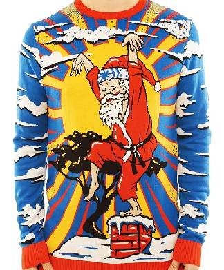 Santa Karate Kick Christmas Jumper