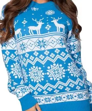 Womens Classic Bright Blue Christmas Jumper