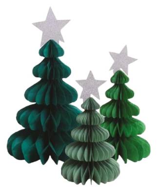 Honeycomb Paper Christmas Tree Star Decorations