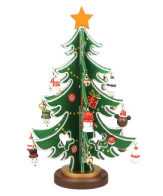 Mini Wooden Tabletop Christmas Tree Set