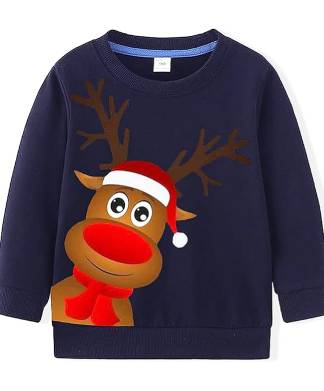 Navy Reindeer Baby Christmas Jumper