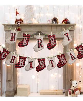 Sock Shaped Merry Christmas Banner