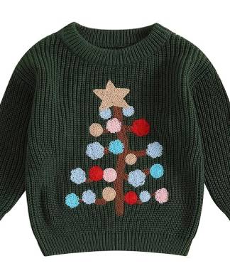 Tea Green Christmas Tree Baby Xmas Jumper