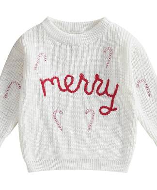 White Merry Candy Baby Christmas Jumper