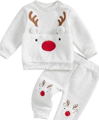 White Reindeer Cute Baby Outfit